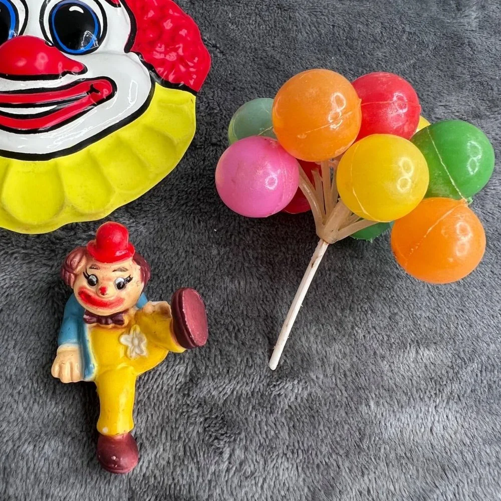 Vintage Cake Decorating Toppers Decorations Clowns Balloons High Heel Shoes